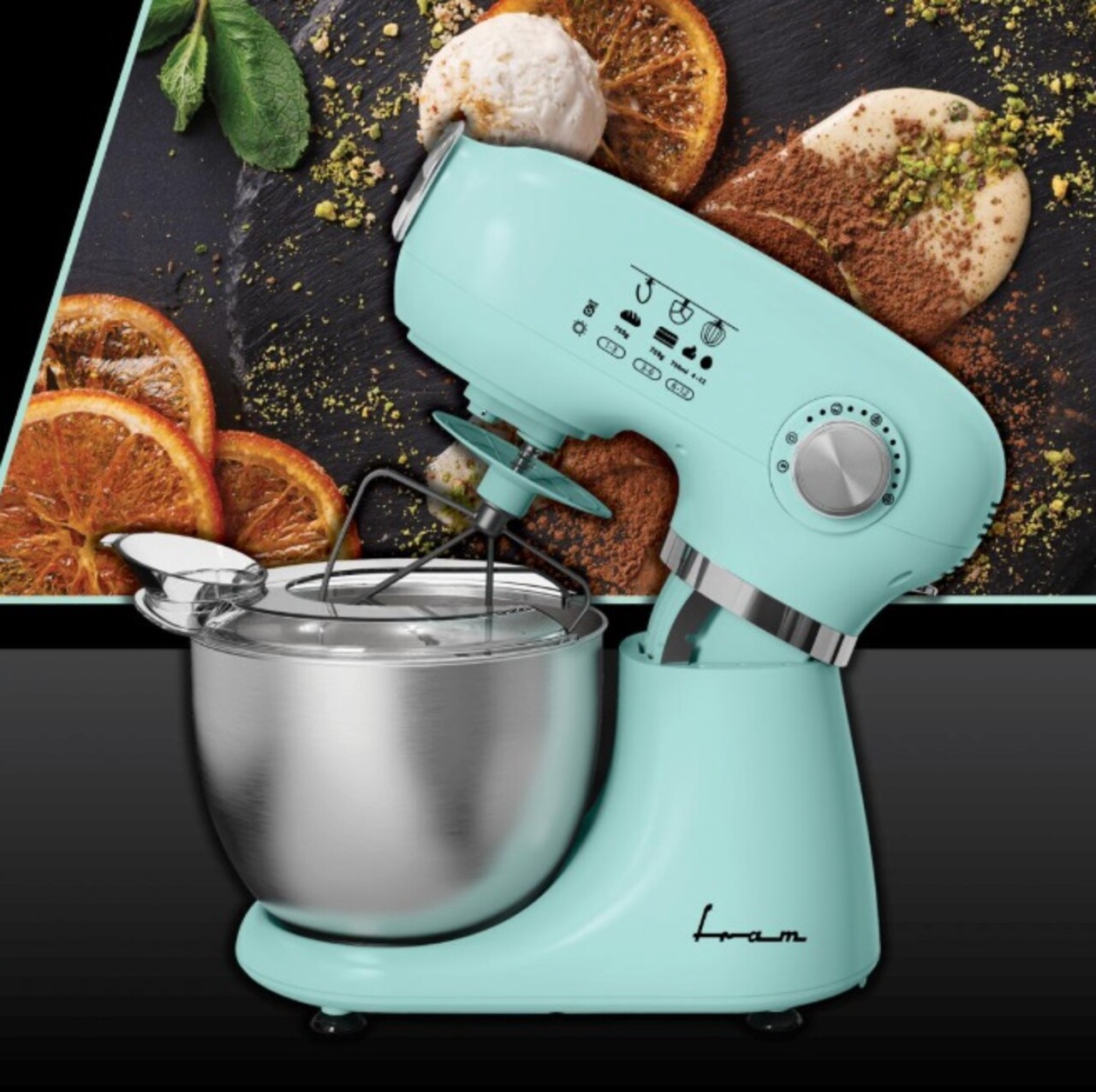 Mixer planetar Fram, 1000W, 5L, verde - imagine 5